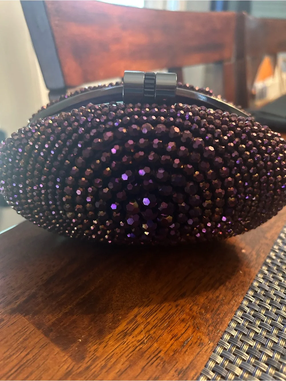 Sondra Roberts Purple Crystal Evening Clutch
